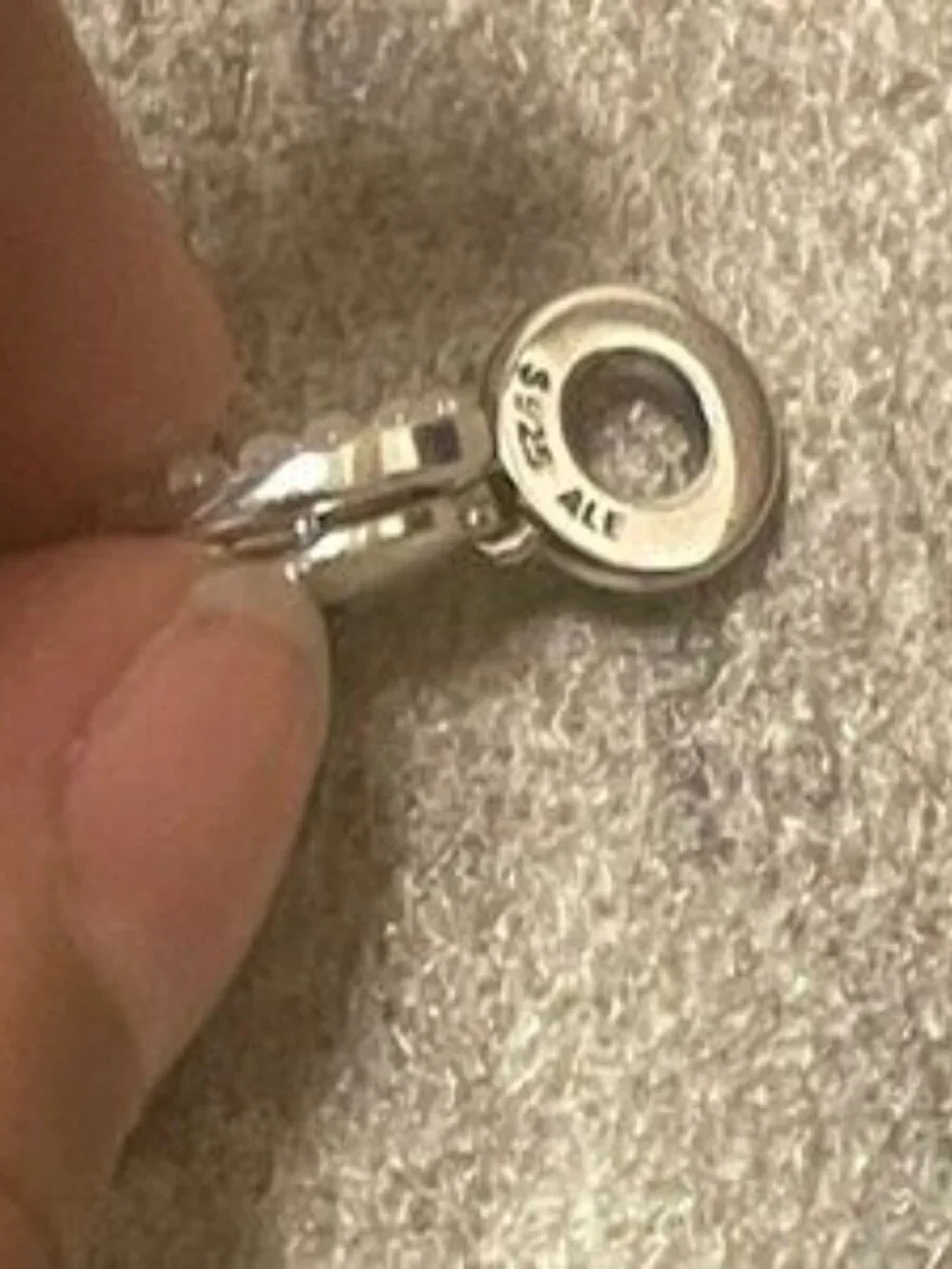Pandora Pearlescent White Heart Double Dangle Charm